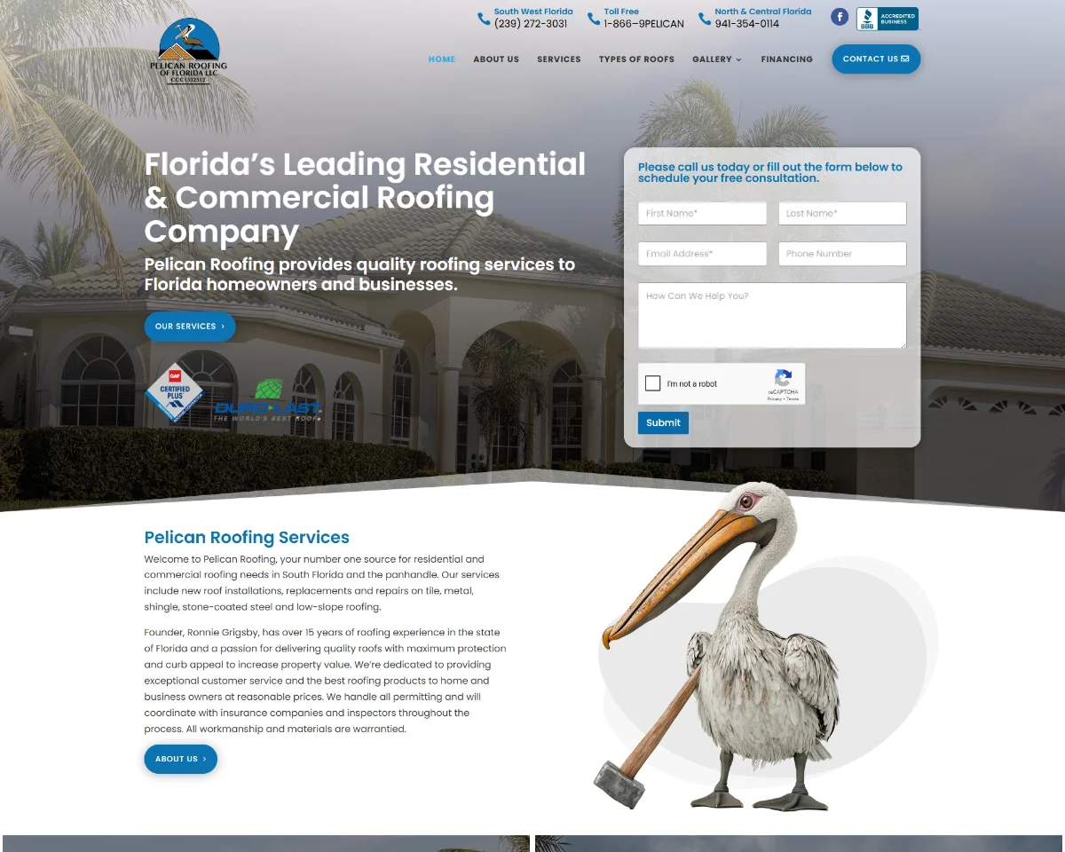 Website Design | Pelican Roofing Website Design | Pelican Roofing